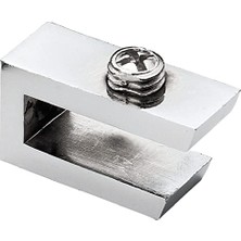 Ceylan Adam BADEM10 Cam Ahşap Metal 4 Adet Tutucu Raf Tutucu Cam Etejeri U Tipi Krom Metal Vidalı