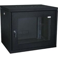 Shopwave Racksis Soho Serisi 9u 520X400 Tamperli Cam Kapaklı Siyah Kabinet