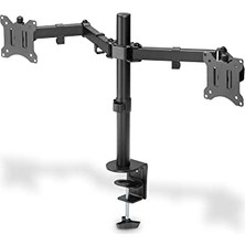 Ceylan Adam Monitör Tutucusu - Masa Kelepçesi - 2 Monitör - 32 Inçe Kadar - 3x 8 Kg'a Kadar - Vesa 75X75,100X100 - Siyah