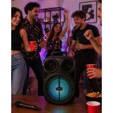 Milas Toptan Kablosuz Karaoke Hoparlör Mikrofonlu Rgb Işıklı 6.5 Inç Bluetooth Speaker Taşınabilir