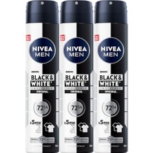 Ceylan Adam Men Erkek Sprey Deodorant Black&white Invisible Original 200 Ml, 72 Saat Anti-Perspirant, X3 Adet, Avantajlı Set