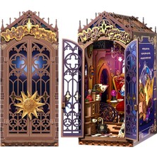 TGB14 Book Nook Dıy Minyatür Yapı Kitleri Kitap Rincón De Fantasía Mágica 3D Ahşap Yapboz Işıklar Kitaplık Dekorasyon Ev Model Yapım Yetişkin Diorama Modelleme