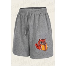 Zoka Wear Kitap Okuyan Kedi Baskılı Şort Unisex