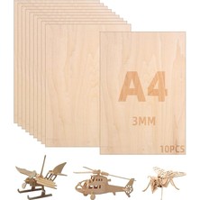 Kontrplak 3 Mm, 10'lu Paket A4 30 x 21 cm - Dıy Ahşap Işleri, Model Yapımı, Dekorasyon ve Tablolar Için Lazer Işleme