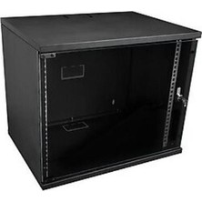 Shopwave Racksis Soho Serisi 7u 520X400 Tamperli Cam Kapaklı Siyah Kabinet