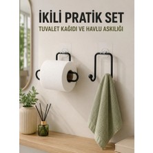 Milas Toptan Duvara Yapışkanlı 2’li Düzenleme Seti Havlu Askısı ve Tuvalet Kağıdı Tutucu