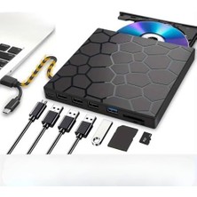 Ceylan Adam Techtic 8’si 1 Arada Harici CD DVD Yazıcı USB 3.0 Type-C – Çoklu USB Hub, Sd/tf Kart Okuyucu, Taşınabilir Optik Sürücü