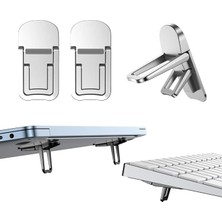 2 Adet Mini Katlanabilir Dizüstü Bilgisayar Laptop Standı, Taşınabilir Klavye Yükseltici 2 Ayarlanabilir Açılar, Kendinden Yapışkanlı Görünmez Dizüstü Bilgisayar Standı Masa Için (Gri)