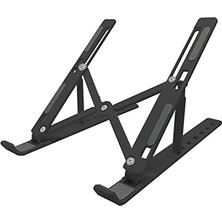Kademeli Ayarlı Katlanabilir Laptop Tablet Standı Siyah
