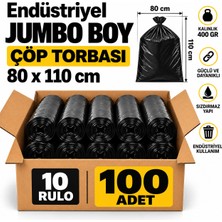 Liva Ambalaj Endüstriyel Jumbo Boy Siyah Çöp Torbası 80X110 cm 400 gr 10 Rulo 100 Adet