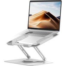 Katlanabilir Ayarlanabilir Alüminyum Laptop Standı, Taşınabilir Ergonomik Notebook Yükseltici, 6 Kademeli Yükseklik Ayarlı, MacBook Tablet Uyumlu, 10-17 Inç, Gümüş