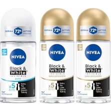 Ceylan Adam Kadın Roll On Deodorant Black & White Invisible Pure 48 Saat (50 Ml) + Kadın Roll On Deodorant Black&white Invisible Ipeksi Pürüzsüzlük 48 Saat Anti-Perspirant Koruma 50 ml X2