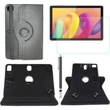 Ceylan Adam Kılıf; Tcl Tab 10L 10.1" ile Uyumlu 360° Dönerli Universal Standlı, Nano Ekran Koruyucu ve Kalem, Siyah