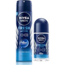 Ceylan Adam Men Erkek Sprey Deodorant Fresh Active 150 Ml, Ter ve Ter Kokusuna Karşı 48 Saat Deodorant Koruması ve Roll On Deodorant Fresh Active 50 Ml, Ter ve Ter Kokusuna Karşı 48 Saat Deodorant Koruması