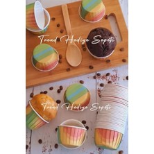 Ceylan Adam 50'li Gökkuşağı Muffin Kek Kalıbı, Kek Kapsülü Cupcake Kalıbı, Airfryer Uyumlu
