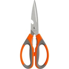Ceylan Adam Mutfak Makası; Paslanmaz Çelik Çok Amaçlı, Ergonomik Saplı, 23 cm Dayanıklı Kesme Makası (Turuncu-Gri)