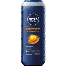 Men Erkek Sports Duş Jeli, 500 Ml, 3ü 1 Arada Kullanım, Vücut, Yüz ve Saç, 24 Saat Ferahlık, Enerji Veren Koku