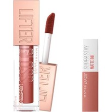Ceylan Adam New York Lifter Gloss Nemlendirici Dudak Parlatıcısı 016 Rust & Mini Super Stay Matte Ink Likit Mat Ruj 65 Seductress Makyaj Seti