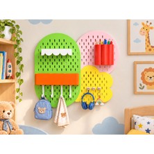 Ude Desing 3D 3D Baskılı Çocuk Odası Dekoratif Duvar Organizeri – Çok Amaçlı Düzenleyici Pano Pegboard