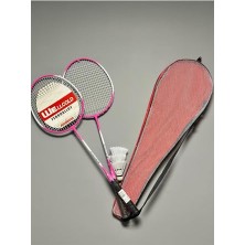 Ceylan Adam Profesyonel Badminton Raketi, Deluxe Badminton Çantası, 3 Adet Badminton Topu Seti, Pembe, 2 Adet