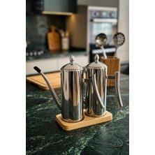 Ceylan Adam Standlı 2'li Çok Amaçlı Çelik Demlik Yağlık Yağdanlık 700 ml