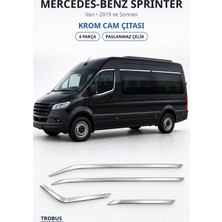 Trobus Mercedes-Benz Sprinter 2019 ve Sonrası Uyumlu Krom Cam Çıtası 4 Parça Paslanmaz Çelik