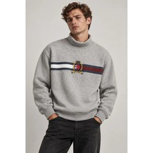 Tommy Hilfiger Oversize Balıkçı Yaka Nakışlı Erkek Sweatshirt