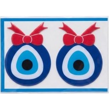 Ceylan Adam Kurdeleli Büyük Nazar Boncuğu Sticker - 2 Adet, 7x9.5 Cm, Güçlü Yapışkanlı Koruyucu Göz Etiketi, Dekoratif Oto ve Eşya Süsü