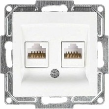 Ceylan Adam Beyaz (Mekanizma + Tuşkapak), Visage Ikili Data Prizi (2 x RJ45 Cat6)