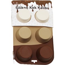 Viracasa Silikon Klasik Muffin Mini Kek Kalıbı 6'lı Muffin ve Çikolata Kalıbı Üç Renkli