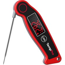 Ceylan Adam Thermopro TP19 Arkadan Aydınlatmalı ve Çok Yönlü Termokupllu Et Için Suya Dayanıklı Dijital Pişirme Termometresi Sıvılar Için Anında Okunan Gıda Termometresi Yağ Barbekü, Kırmızı