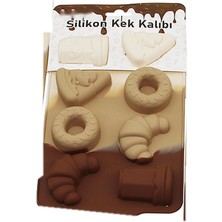 Viracasa Silikon Kahve Fincanı ve Kruvasan Mini Kek Kalıbı 8'li Muffin ve Çikolata Kalıbı Üç Renkli