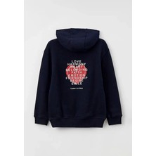 Tommy Hilfiger Kız Çocuk Organik Pamuklu Nakış Logolu Kapüşonlu Sweatshirt