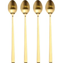 Ceylan Adam Latte Macchiato Kaşığı; Kahve Içeceği Için Paslanmaz Çelikten Uzun Kaşık, Uzunluk 20 Cm, 4 Adet, Pirinç Rengi