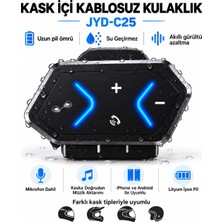 Atlt Atlantis JYD-C25 Kask Içi Kablosuz Bluetoothlu Kulaklık LED Işıklı Mikrofonlu Su Geçirmez Akıllı Gürültü Azaltma Uzun Pil Ömrü Tüm Kask Çeşitlerine Uyumlu
