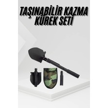 Stylmenplus Katlanır Portatif Kazma Kürek Seti Portatif Çelik Taşıma Çantalı Pusulalı
