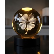 Stylmenplus LED Işıklı Cam Küre Gece Lambası Yonca Figürlü Xuczzzdörtyapraklıküre