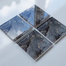 Ceylan Adam 4'lü Takım, Cam Bardak Altlığı, 10 cm x 10 Cm, (Gold Mermer Görünüm)