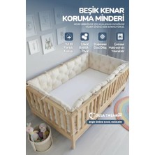 Ceylan Adam Ossa Tasarım Beşik Kenar Koruma Minderi %100 Pamuk - Montessori Yatak Uyumlu - Ekru - Buble Soft, 70X140