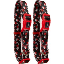 Ceylan Adam Boyun Tasması, Design Köpek, Geri Dönüştürülmüş Malzeme, Ayarlanabilir, Tüy Toplamaz, D-Halkalı, Emniyet Tokalı, Küçük & Büyük Irklar Için, Recycled Boyun Tasması Kırmızı Pati L (2 Paketi)