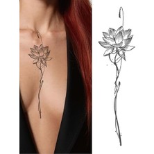Ceylan Adam Minimalist Lotus Çiçeği Geçici Dövmesi, Su Geçirmez, 1 Ay Kalıcı, Gerçekçi Görünüm