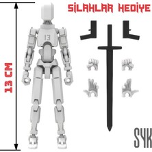 Ceylan Adam Robot 13 Dummy Beyaz Beyaz, Tüm Eklemleri Hareketli Aksiyon Figürü Oyuncak