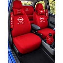 Şimika Opel Kirmizi Süper Set Dörtlü Servis Kılıfı + Ikili Yastık ve Kemer Kılıfı +Vites Poları