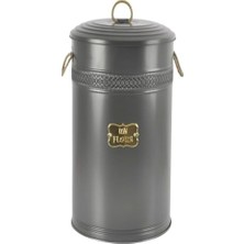 Ceylan Adam Metal Un Bakliyat Kovası, Galvaniz Statik Toz Boyalı, Dekoratif Mutfak Düzenleyici (Siyah, 5 L)