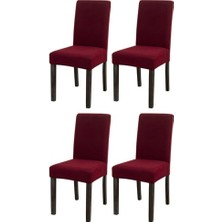 Ceylan Adam Bambu Nano Kumaş Likralı Sandalye Kılıfı Lastikli Yıkanabilir Esnek Sandalye Örtüsü 4'lü Set (Bordo)