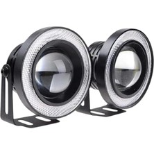 LED Sis Farı Lamba Mercek, Beyaz/beyaz 12V, 89 mm Angel Halka