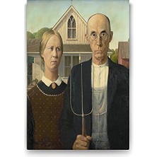 Ceylan Adam Grant Wood - American Gothic Tablosu - 40X60 cm