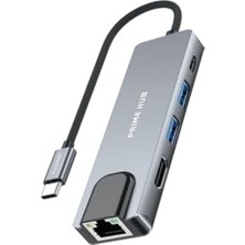Ceylan Adam 5 In 1 Usc-C Hub Çoğaltıcı, Fonksiyonel Yapı, Hızlı Veri Aktarımı, 2x USB Girişi, 1x Type-C, 1x Ethernet, 4K HDMI Girişi, Alüminyum Kasa