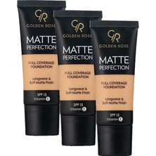 Ceylan Adam Kapatıcı, Matte Perfection Foundation - Warm 06 - Yoğun, Mat Fondöten (3 Paketi)