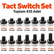 Tograt 435 Adet 14 Çeşit 6X6MM Tact Switch 4 Pin Dıp Buton Seti